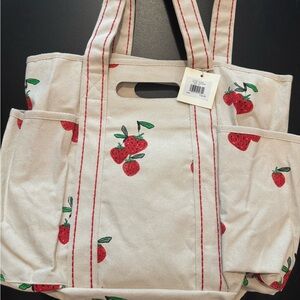New with Tags - Sol & Mer Strawberry Print Canvas Tote Bag